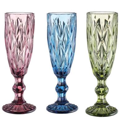 China Europe factory wholesale embossing work colors drinks champagne wine glass goblet for sale