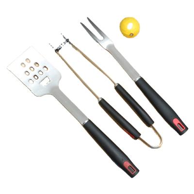 China Easily Cleaned In Stock Insulated Heavy Duty Silicone Handle Size Stainless Steel BBQ Tool Kit Cooking Spatula BBQ Grill Kit for sale