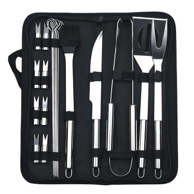 China 2021 Easily Cleaned Portable Care Case 20 Piece BBQ Tool Kit Outdoor Cooking Grill Tool Kit BBQ Camping Grill for sale