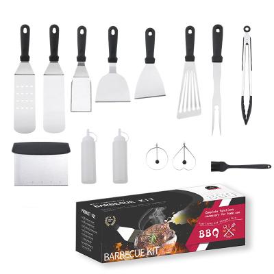 China Easily Cleaned Accessories Full Set Stainless Steel Body Silicone Handle Barbecu Kit Grill Camping Tool for sale