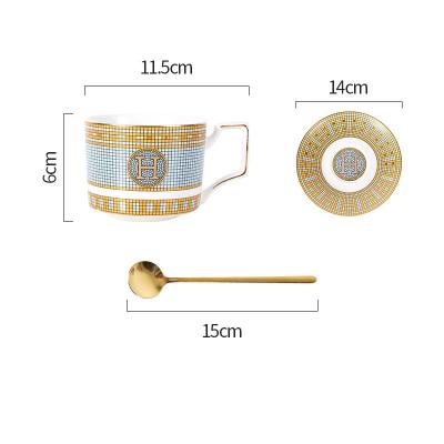 China Britain 2021 Sustainable 12 Ounce With Gold Saucer Spoon Coffee Mug Sets for sale