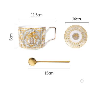 China 2021 12 Ounce Western Viable With Gold Saucer Spoon Coffee Cup Sets for sale