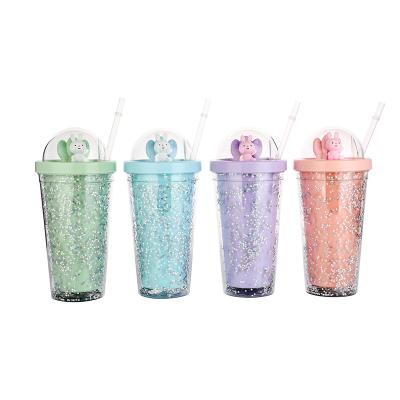 China Viable children's first summer plastic cute straw cup girlwill Japan tumbler for sale