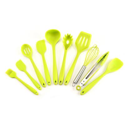 China Viable Running Silicone Set of 10 Pieces Silicone Spatula Scoop Oil Brush Food Clip and Other Kitchen Utensils and Baking Tools for sale