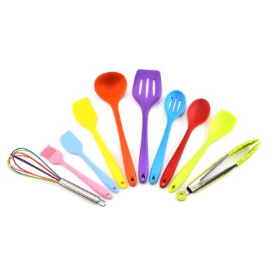 China Viable Stain Silicone Set of 10 Pieces Silicone Spatula Scoop Oil Brush Food Clip and Other Kitchen Utensils and Baking Tools for sale