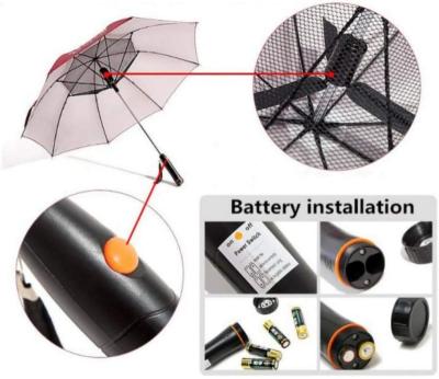 China Fan Umbrella USB Battery Fan Umbrella Water Electric Fan Umbrella With Electric Fan for sale