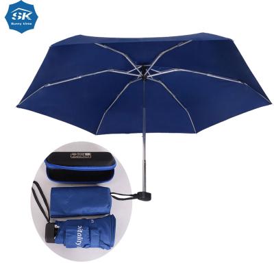 China Glass Case Minimalist Personal Umbrella With Zipper Case 5 Folds Mini Umbrella for sale