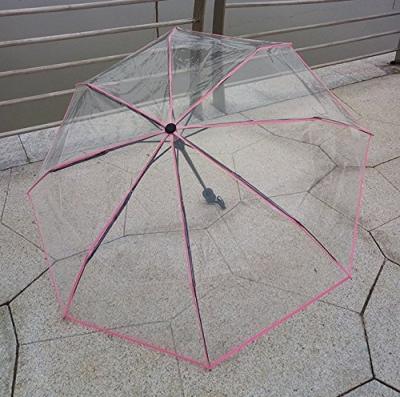 China Minimalist Automatic Open Close Compact Color Match Style PVC POE Folding Clear Transparent Umbrella for sale