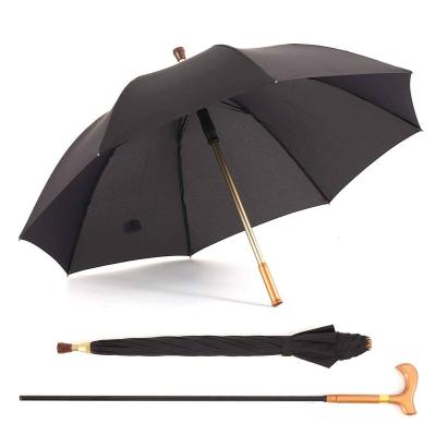 China High Quality Best Price Strong Wooden Handle Custom Cane Umbrella For Old Men Walking Stick Tops for sale