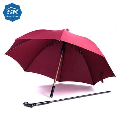 China Minimalist Separated Manual Walking Stick Crutch Umbrella / Cane Umbrella For Older Man for sale