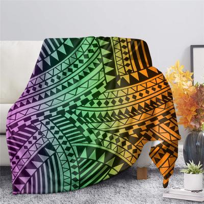 China Xpyiqun PORTABLE Colorful Sublimation Fleece Blankets For Polynesian Tribal Soft Warm Winter Sofa Bed Throw Blanket Custom Large Throws for sale