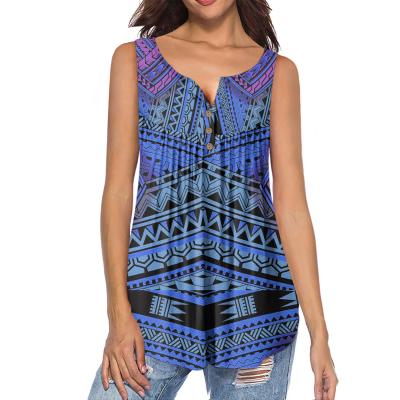 China QUICK DRY Colorful Polynesian Tribal Samoan Print Tank Top For Women Ladies Sleeveless Female Summer Invest Loose Breathable Tank Tops for sale