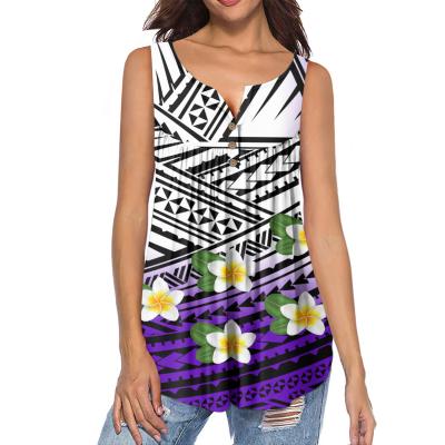 China QUICK DRY Women's Tank Top Hawaii Plumeria Flower Print Casual Polynesian Tribal Elegant Ladies Vest Sleeveless Tops Clothing for sale