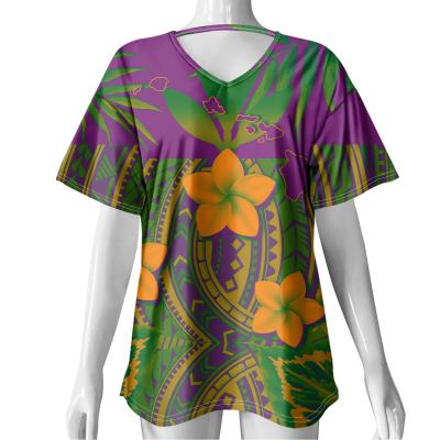 China Polynesian Plumeria Print Streetwear QUICK DRY T-shirt For Women Printing Designer T-shirt Female Summer Tops Tees Plus Size 4XL for sale