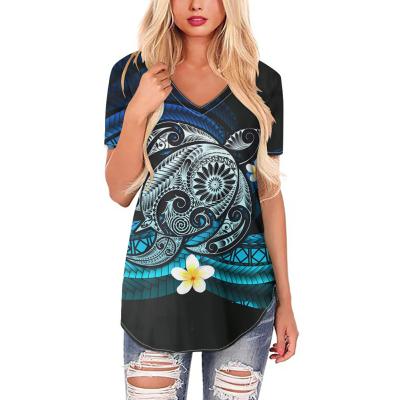 China QUICK DRY Tribal Sea Turtle Print Streetwear T-shirt For Women Summer Style Ladies Polynesian Casual Short Sleeve Oversized Tee for sale