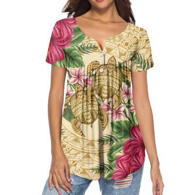 China QUICK DRY Polynesian Tribal Sea Turtle Print Tops Fashionable Woman T-shirt Summer Style Short Sleeve O-neck Ladies Casual Floral T-Shirts for sale