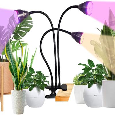 China Seed Starting Three Head Two Head Grow Light 66LEDs Clip On Indoor 30W Plant Grow Light, 3/6/12H Timer, Dimmable Grow Lights for sale