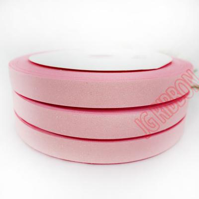 China 25mm Sustainable Pink Glitter Grosgrain Satin Ribbon for sale