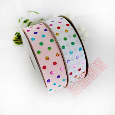 China Viable Custom Printed Rainbow Dot Ribbon 38mm Polka Dots Ribbons for Hair Bows for sale