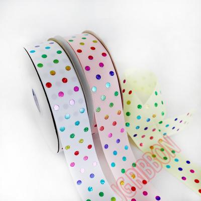 China Polka Dot Ribbon 38mm Viable Rainbow Dots Ribbons for Hair Bows for sale