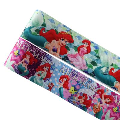 China Viable Sale Well 75mm 3 Inch Mermaid Princess Cartoon Printed Grosgrain Ribbon for sale