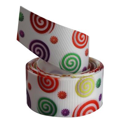 China Custom 25mm Sustainable Wholesale High Quality Lollipop Sweet Candy Printed Grosgrain Gift Ribbon for sale