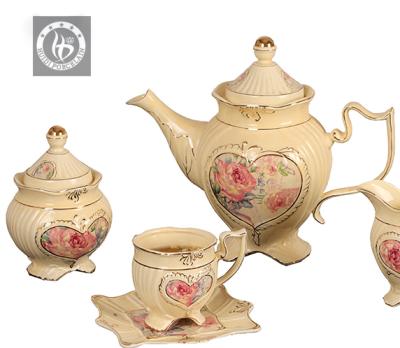 China China Sustainable Factory Ceramic Porcelain Beware Turkish Drinking Set Teapot Set With Cups Coffee Teapot for sale