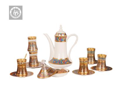 China Viable Top Selling Porcelain Tea Cup Set Porcelain Tea Sets Royal Ceramic Glass Teapot Gifts Arabic Coffee for sale