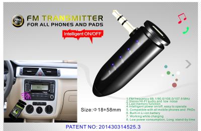 China Mini Portable Hands Free Car Kit Fm Transmitter Built In Battery for sale