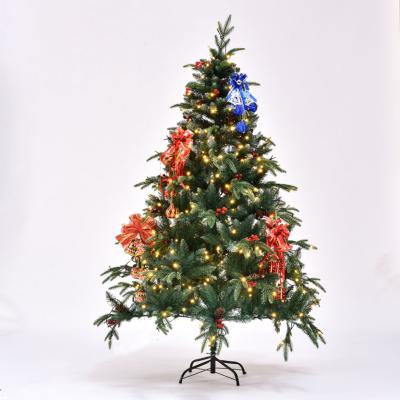 China Luxury Green PE PVC Christmas Decorations Artificial Metal Frame Led Lighted Christmas Tree for sale