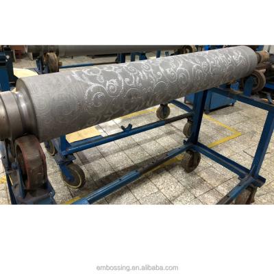 China Customized wallpaper / wallcovering high quality steel hand carved wallpaper embossing roller for sale