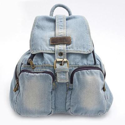 China Fashion women backpack school bags whosale custom logo backpack denim vintage backpack bag for sale