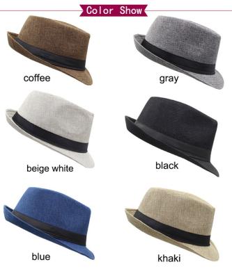 China Checked in Wide Brim Wholesale Fedora Hats Linen Formal Panama Unisex Straw Hat Stock Straw Hat for sale