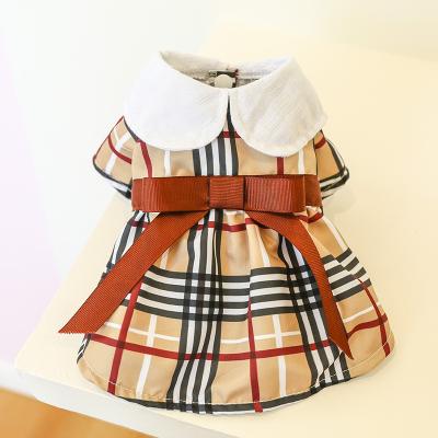 China Viable Coffee Color Bow Skirt Dog Spring Clothes Cat Dog Cat Suit Summer Pet Clothes for sale