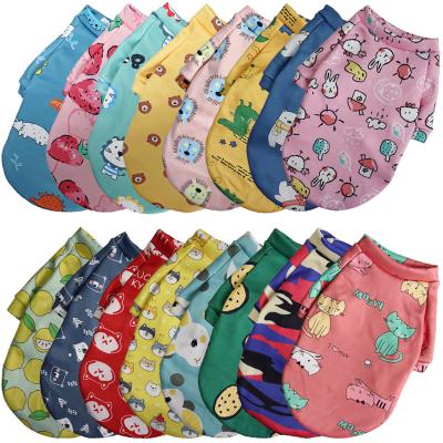 China Cute Viable Pet Clothes Casual Cartoon Pet Apparel Summer Shirt Vests Cat T-shirt Puppies Clothes For Small Pets for sale