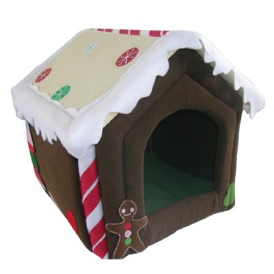 China Sustainable Foldable Cheap Fleece Coffee Color Christmas Doghouse for sale