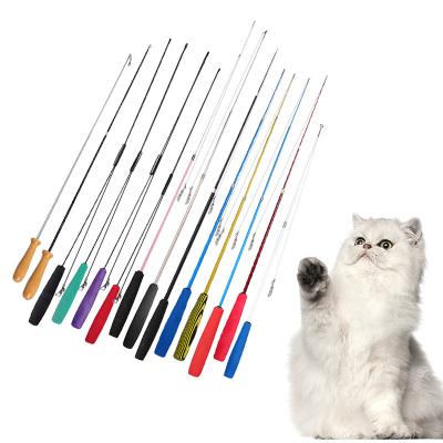 China Pet Supplies Cat Toys High Quality Retractable Fishing Rod Three Telescopic Cat Teaser Viable Wand Catfishing Rods for sale