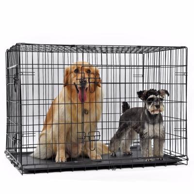 China New Style High Quality Breathable For Dog Collapsible Metal Collapsible Black Mesh Dog Cage Pet Box for sale