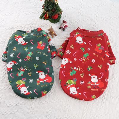 China New Viable Wholesale XS-4XL Christmas Pet Clothes Dog Cat Fleece Cotton Hoodies With Snowman Printing Warm Dog Holiday Costume Clothes for sale