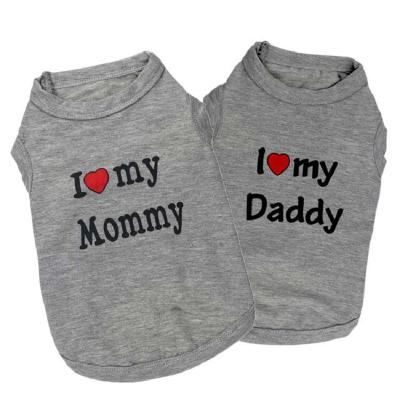 China Hot Sale Viable I Love Dad And I Love Mom Dog Clothes Small Cat Shirts Puppy T-shirt Pet Vest Clothes for sale