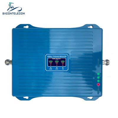 China Cheap High Gain Mobile Phone Signal Booster 1000 m2 3 Bands Booster 900 1800 2100 High Power 80dB Indoor Home Cellular BO 30dBm 260*197*21MM for sale