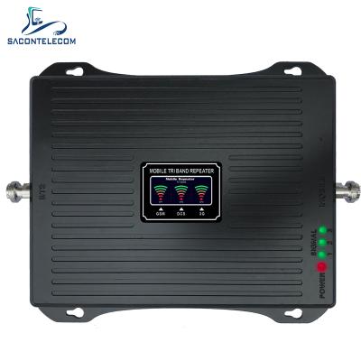 China Cheap Price 30dBm Triple Band Signal Booster 80dB GSM DCS WCDMA 3G Signal Amplifier Triple 900 1800 2100 Indoor Pico Repeater 260*197*21MM for sale