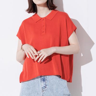 China Anti-pilling Raglan Sleeve Rib Collar Short Sleeve Ladies Casual Polo Shirt for sale