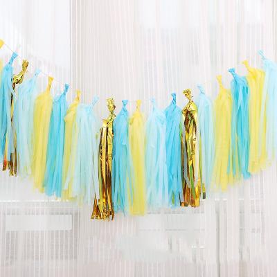 China Factory Wholesale Tissue Pom Pom Paper Tassel Garland Party Supplies Rainbow Paper Tassel Disposable For Birthday Party Decorations for sale