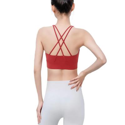 China QUICK DRY sports bra running vest shockproof bare style yoga back beauty fitness high intensity gathering bra can be worn outside for sale