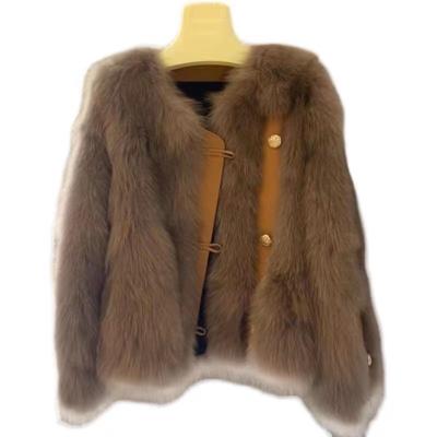 China Anti-wrinkle fox like fur grass coat women's autumn and winter 2023 new high-end plush fragrance temperament short thick tops small for sale