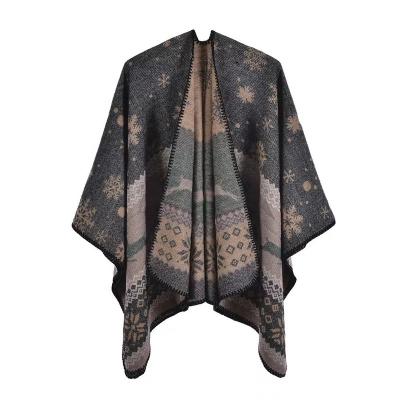 China Ethnic warm cashmere scarf shawl travel photo double-sided thickened split coat covering wind anti-shrink. for sale