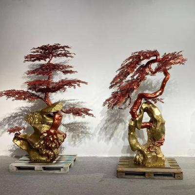 China Europe Customized Large Size Outdoor Indoor Metal Cast Iron Pines Tree Bronze Sculpture for sale