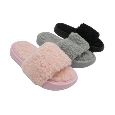 China CUSHIONING Warm Fashion Lambswool Eva Upper Ladies Outsole Comfortable Indoor Slippers for sale