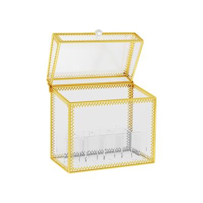 China High-end European-style Glass Transparent Makeup Lip Gloss Storage Box Dustproof Multi-grid Cosmetic Holder Lipstick Holder With Cover for sale